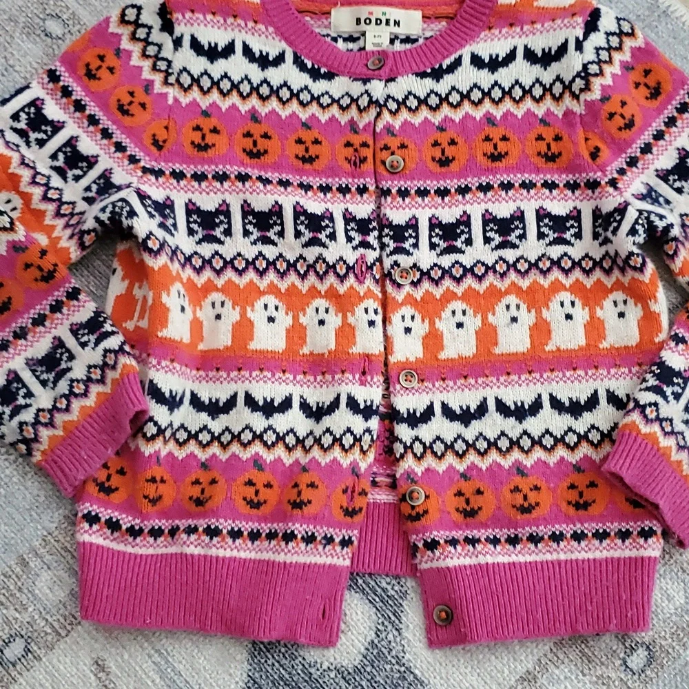 Mini Boden Girls Halloween Fair Isle Button Front Sweater Cardigan Sz6-7 - Picture 5 of 8